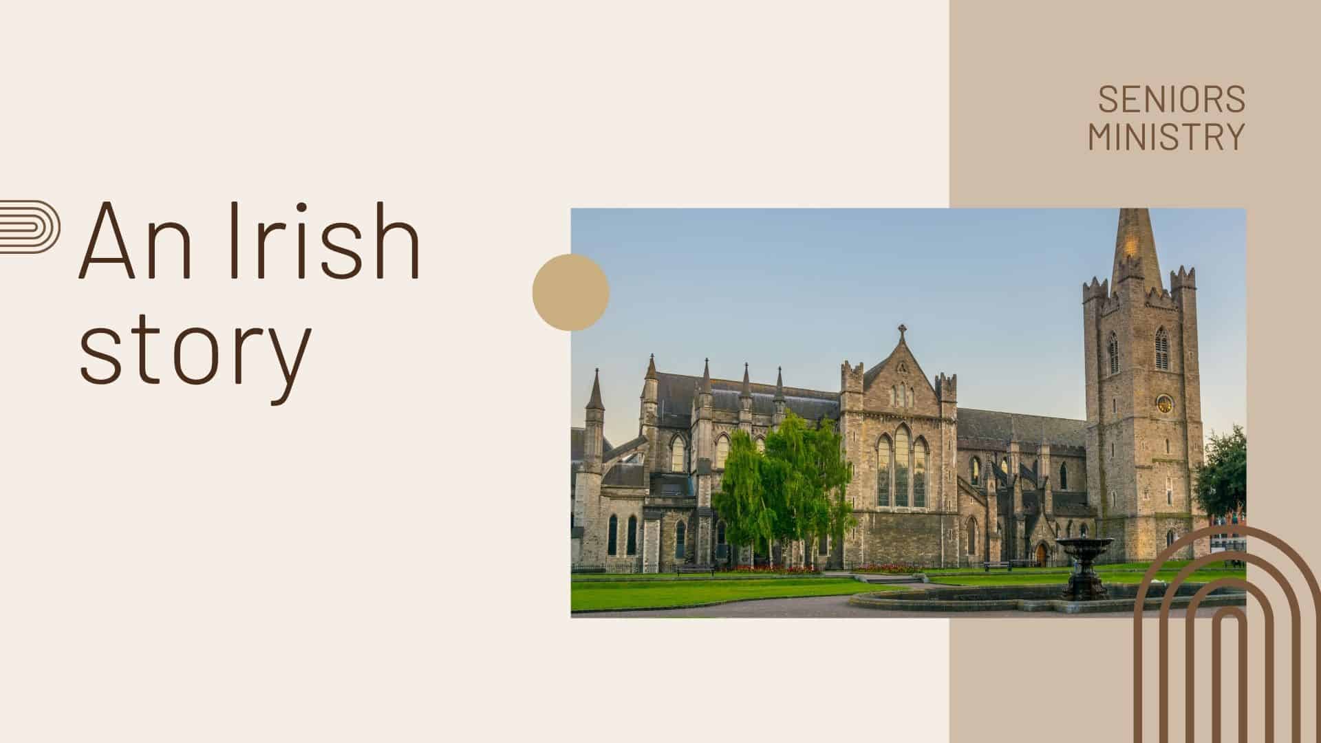 Old Irish beautiful building with green grass and hedges in the front