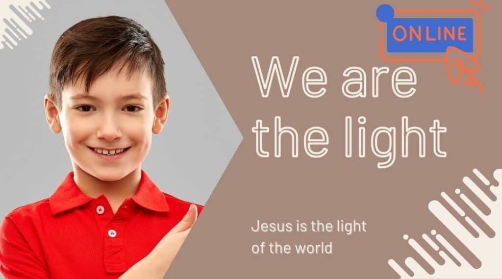 Young boy about seven years old wearing a red polo top and smiling. We are the light.