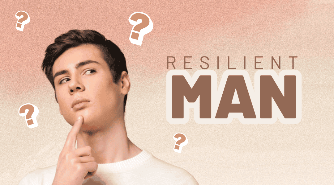 Image of a young man wearing a white jumper with a confused look on his face. Title is Resilient Man.