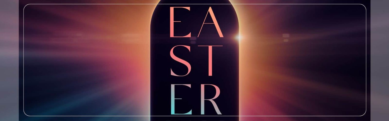Image of an Easter banner with text only and a coloured background