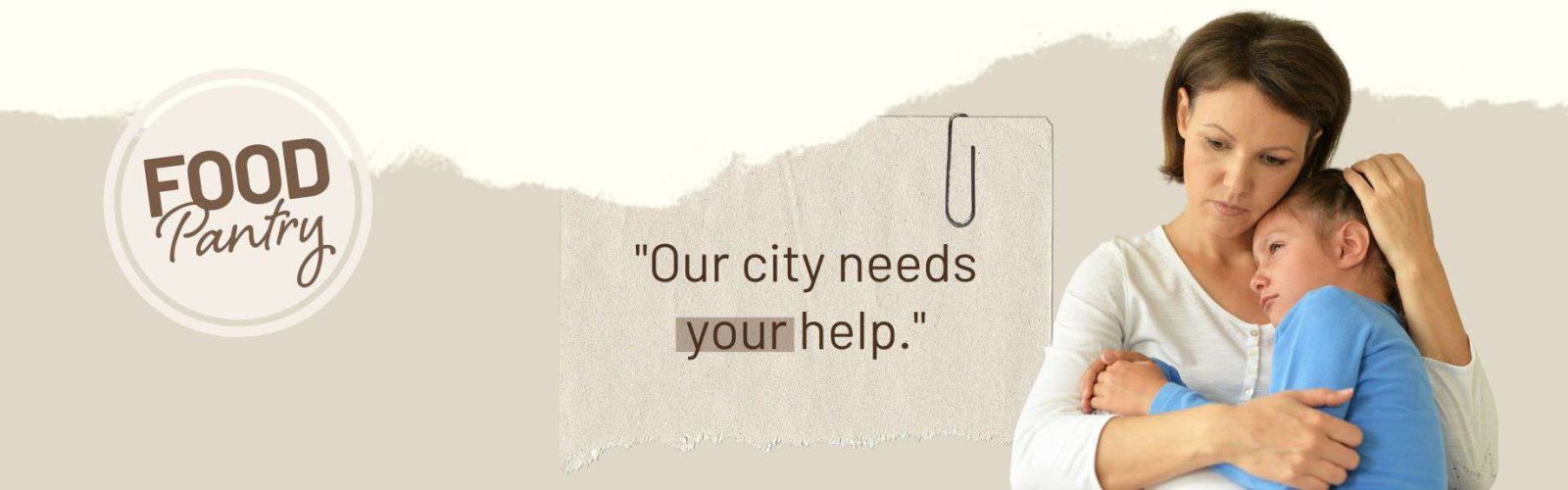 Image of a mum holding her sad daughter needing Food Pantry