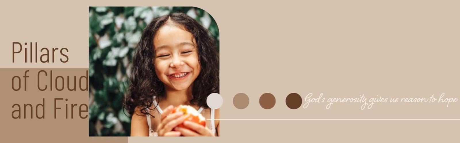 Image of a young girl about seven years old wearing a summer dress and eating an apple.