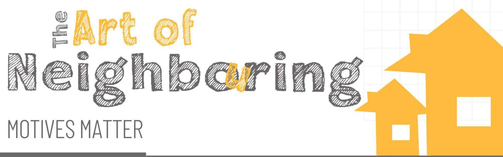 The Art of neighbouring. Motives Matter. Image of two yellow home icons.