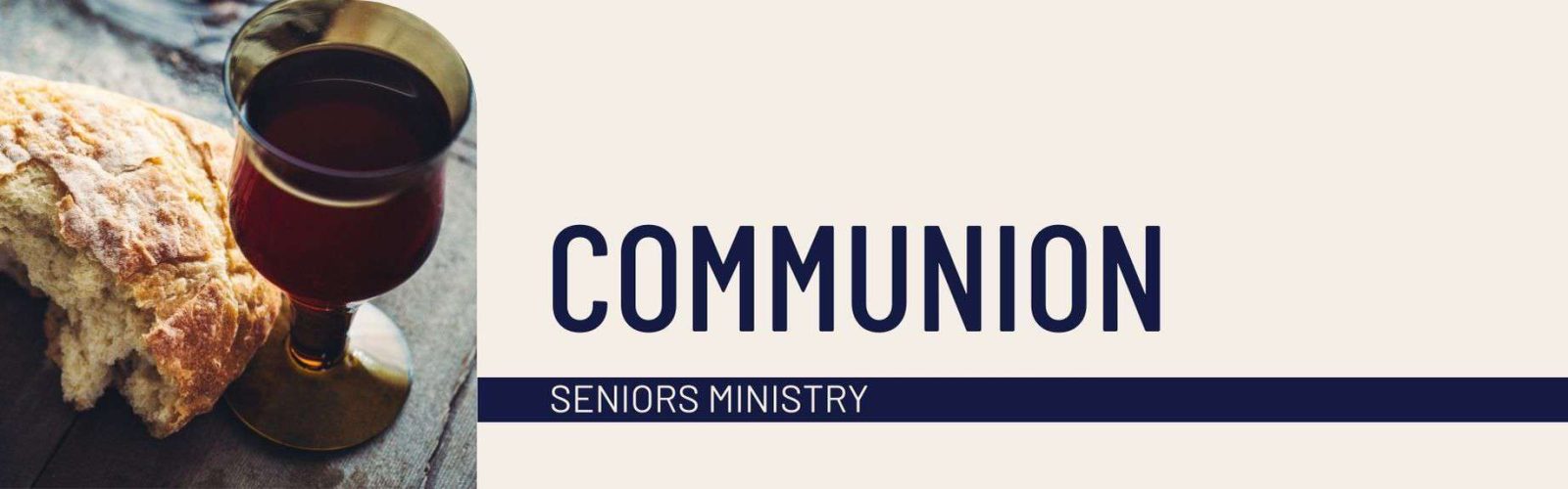 Communion. Image of a wine glass and broken bread.