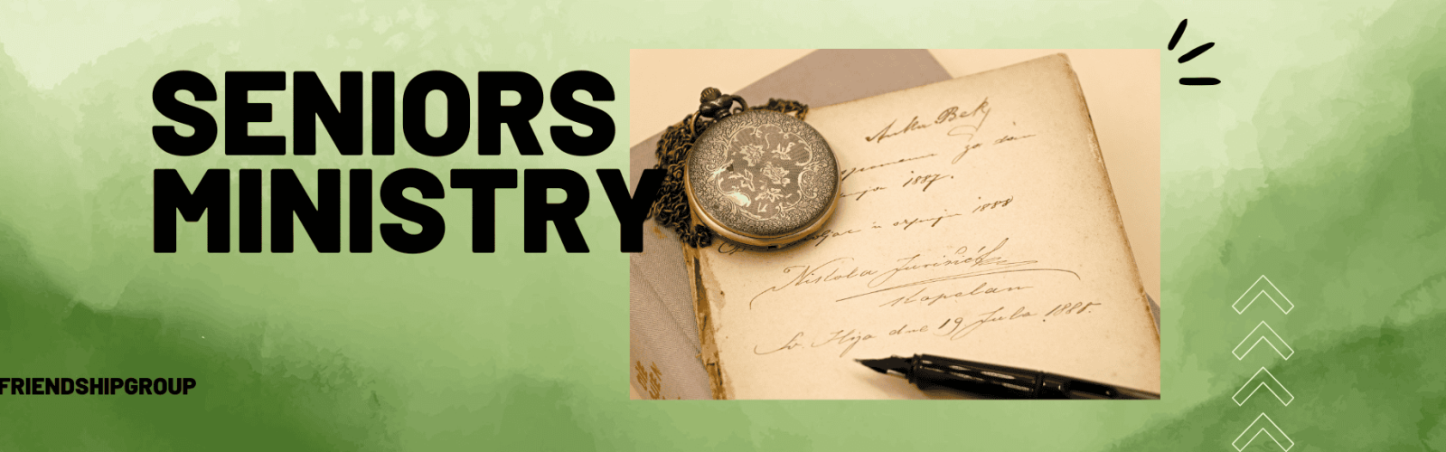 Old fashioned watch on a chain with paper and a note