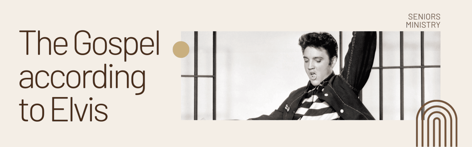 The gospel according to Elvis. Image of Elvis dancing in black and white.