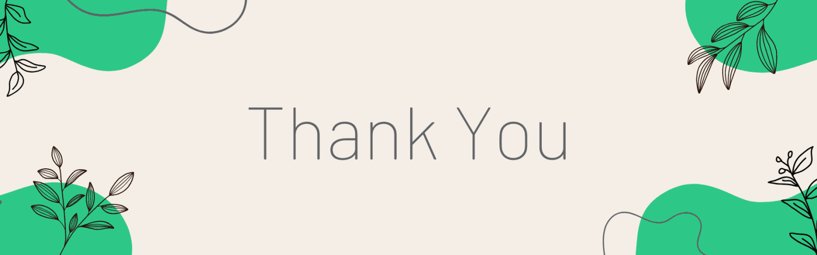Banner with green boxes and title thank you