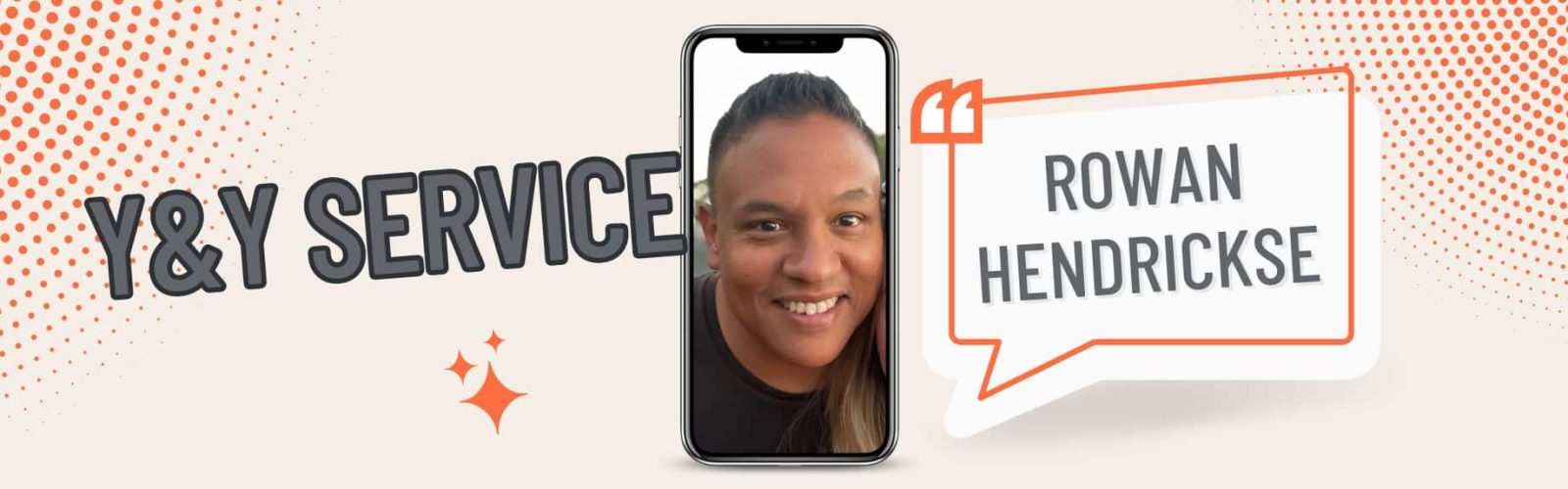 Y&Y Service. Rowan Hendrickse. Photo of Rowan close up. Dark hair. Brown eyes. Tan skin.